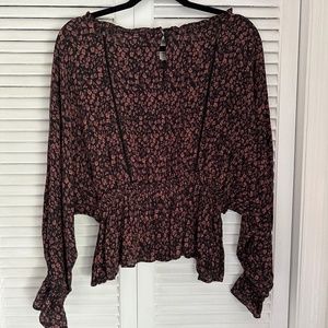 Anthropologie black floral top Size S